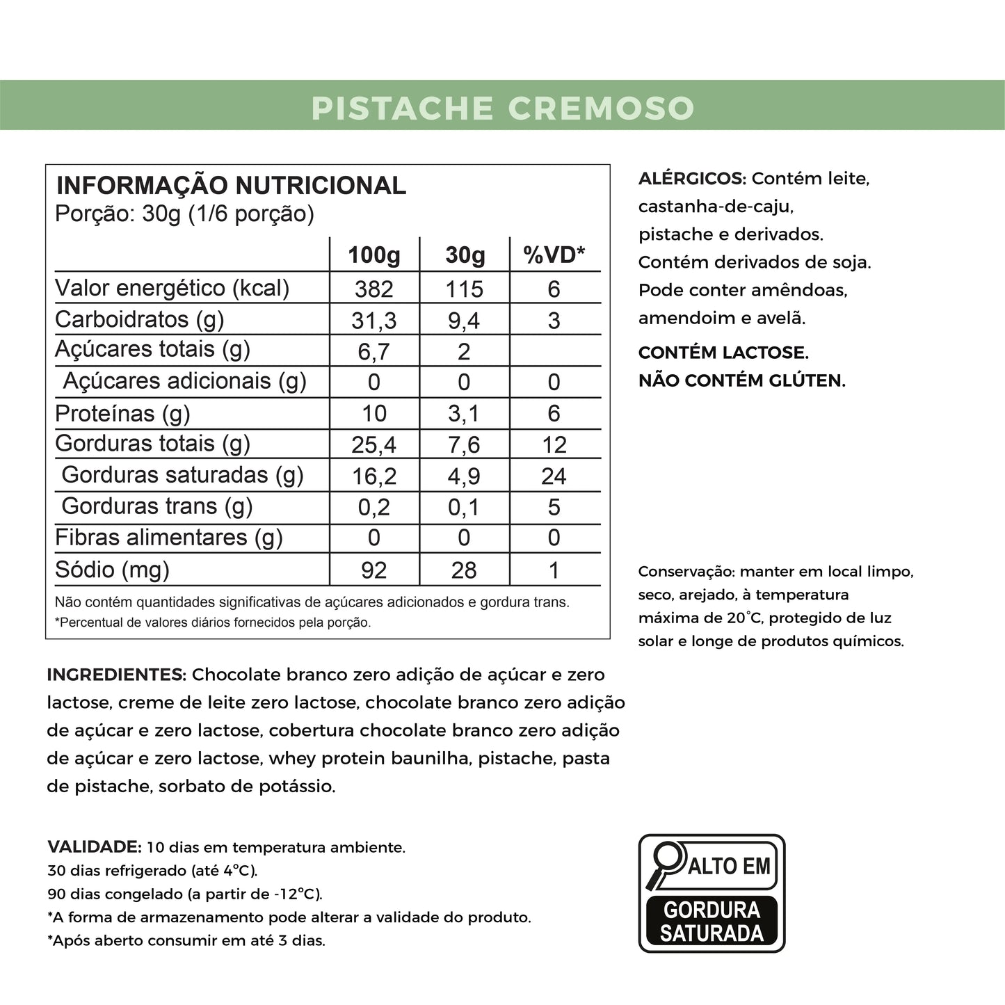 barra recheada de pistache de whey zero adição de açúcares laricas fitness