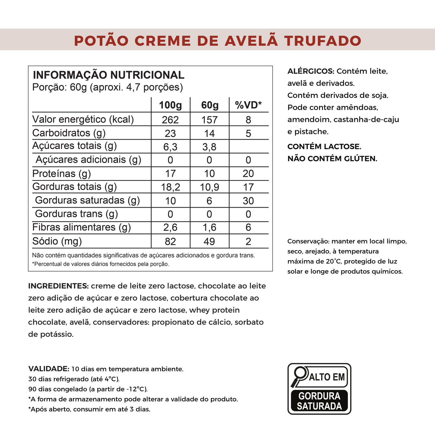 Creme de Avelã Trufado - Sem Açúcar e Proteico (280g)
