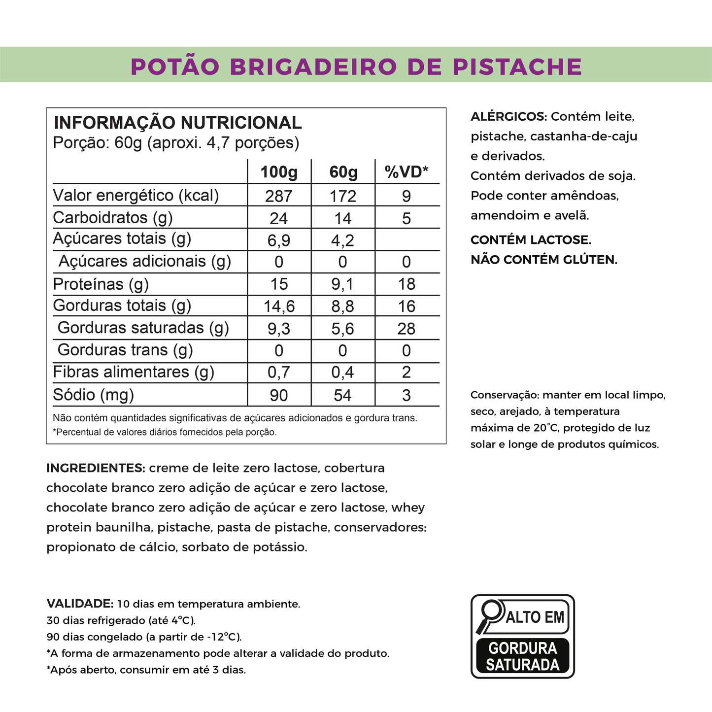 Brigadeiro de Pistache - Sem Açúcar e Proteico (280g)