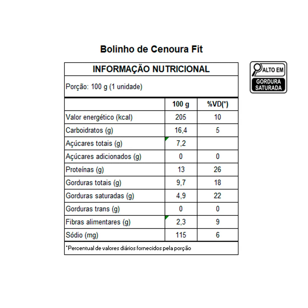LANÇAMENTO - Bolinho de Cenoura Fit – Sem Açúcar e Proteico (100g)