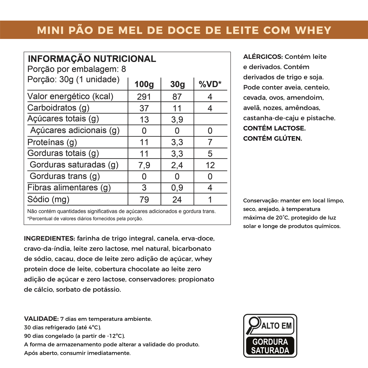 Lata com Mini Pães de Mel de Doce de Leite | Sem Adição de Açúcares com Whey Protein