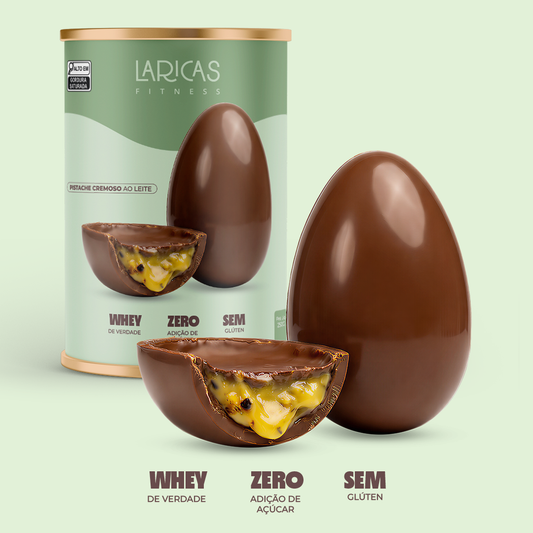 Ovo de Páscoa Fit Pistache Cremoso c/ Chocolate ao Leite Zero | 250g e 500g