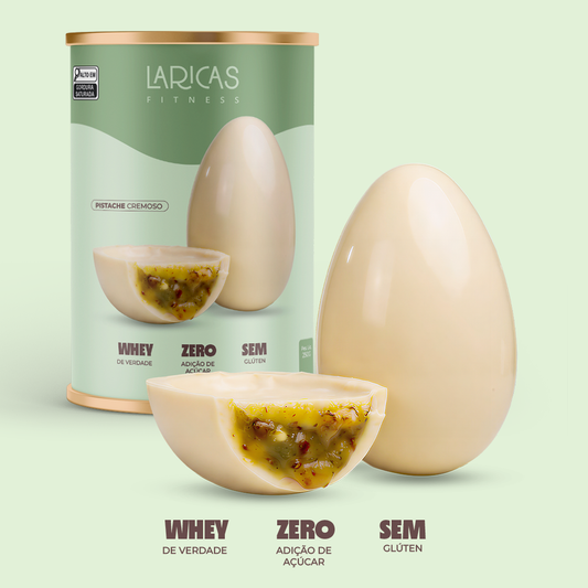 Ovo de Páscoa Fit Pistache Cremoso c/ Chocolate Branco Zero | 250g e 500g