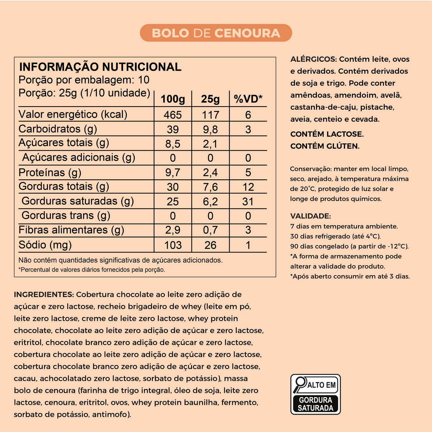 Ovo de Páscoa Fit Bolo de Cenoura Zero | 250g e 500g - Laricas Fitness