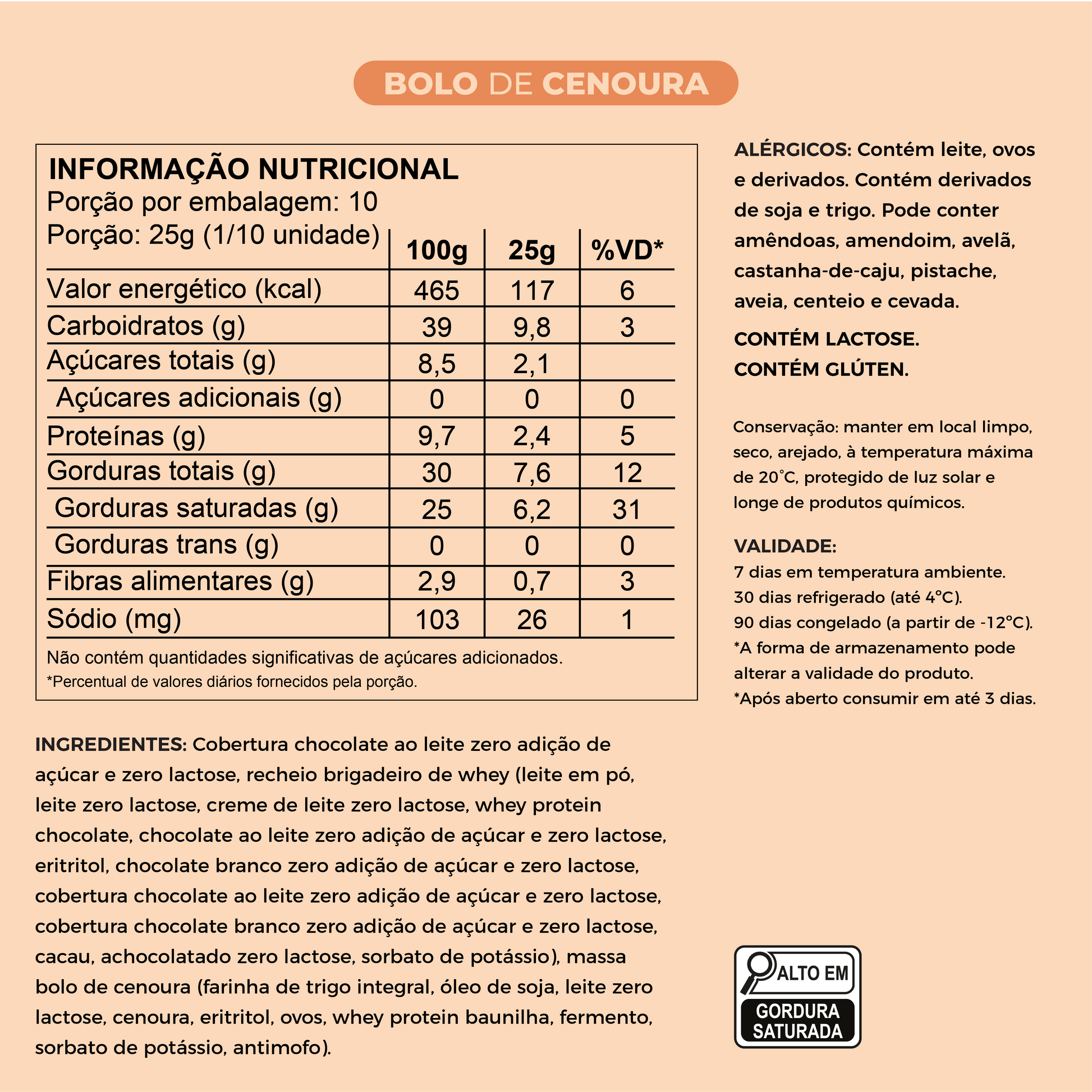 Ovo de Páscoa Fit Bolo de Cenoura Zero | 250g e 500g - Laricas Fitness