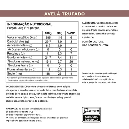 Barra Recheada de Avelã Trufado - Sem Açúcar e Proteica (180g)