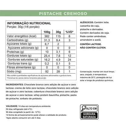 barra recheada de pistache de whey zero adição de açúcares laricas fitness