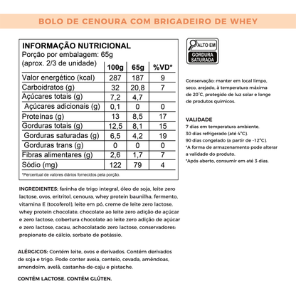 Bolinho de Cenoura Fit - Sem Adição de Açúcares com Whey Protein | 100g