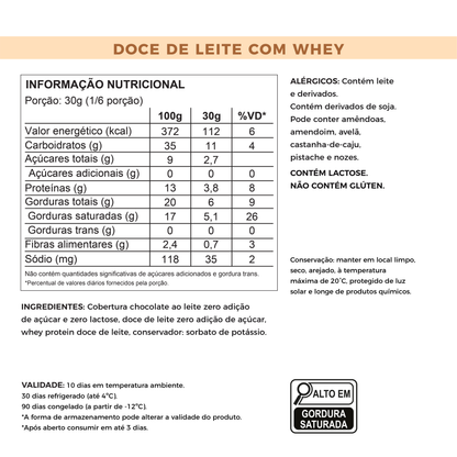Barra Recheada Doce de Leite - Sem Açúcar e Proteica (180g)