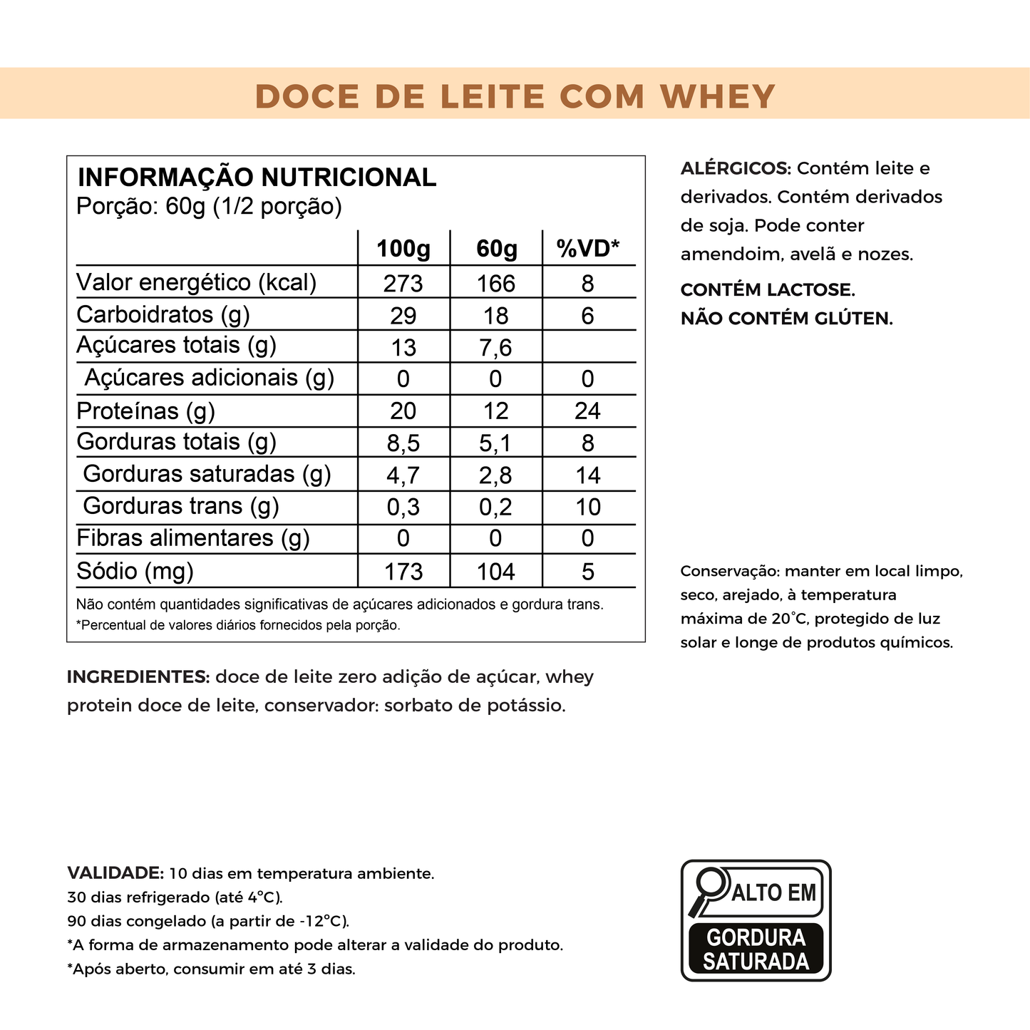 Doce de Leite com Whey - Sem Adição de Açúcar e Proteico (60g)