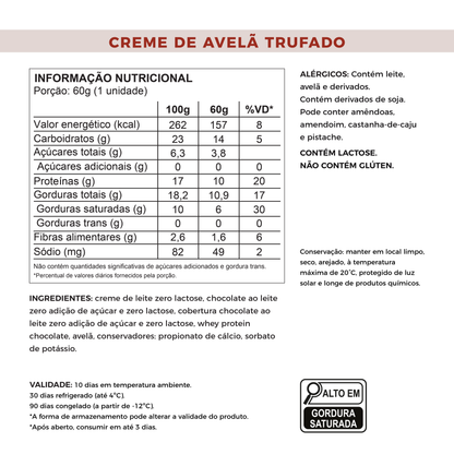 Creme de Avelã Trufado - Sem Açúcar e Proteico (60g)