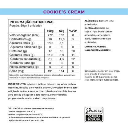 Cookies'n Cream - Sem Açúcar e Proteico (60g)
