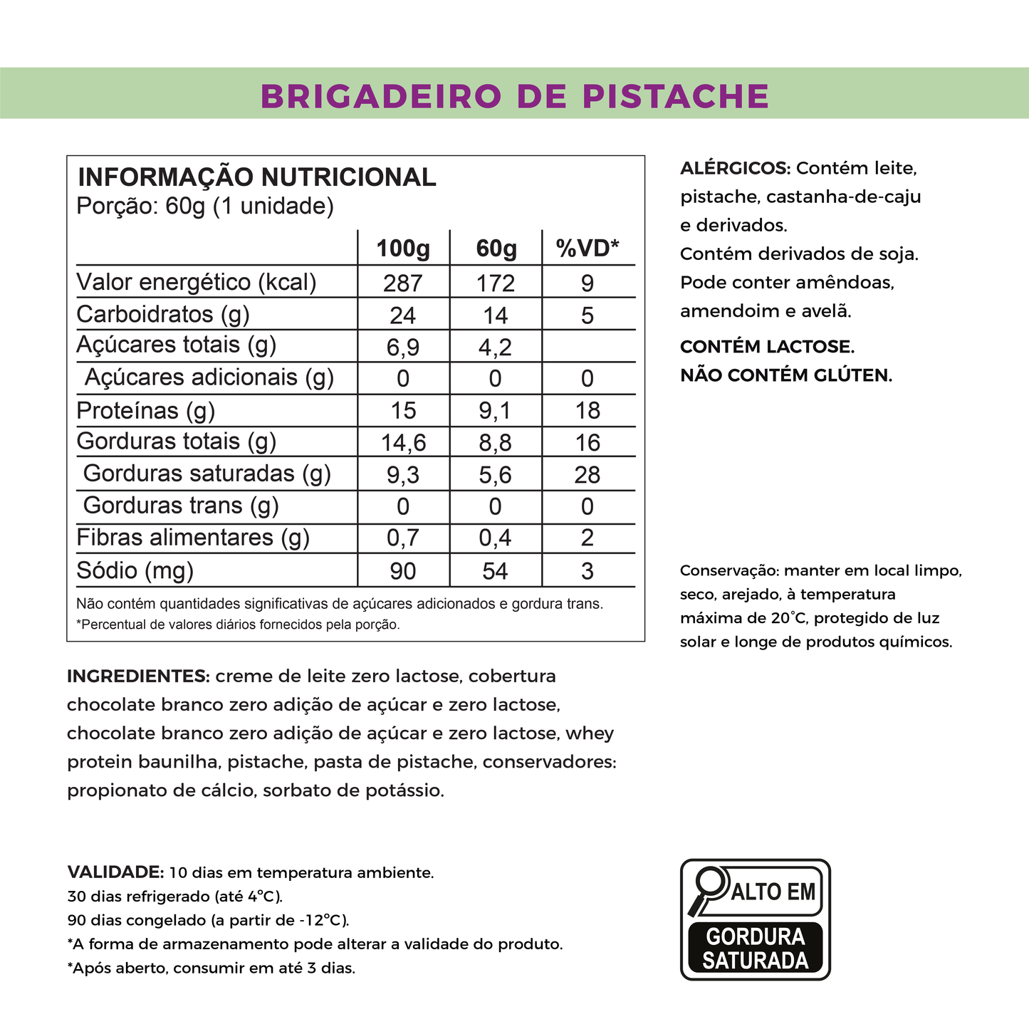 Brigadeiro de Pistache - Sem Açúcar e Proteico (60g)