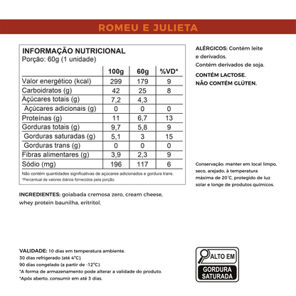Romeu e Julieta - Sem Açúcar e Proteico (60g)
