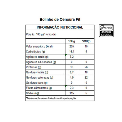 LANÇAMENTO - Bolinho de Cenoura Fit – Sem Açúcar e Proteico (100g)