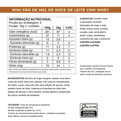Lata com Mini Pães de Mel de Doce de Leite | Sem Adição de Açúcares com Whey Protein