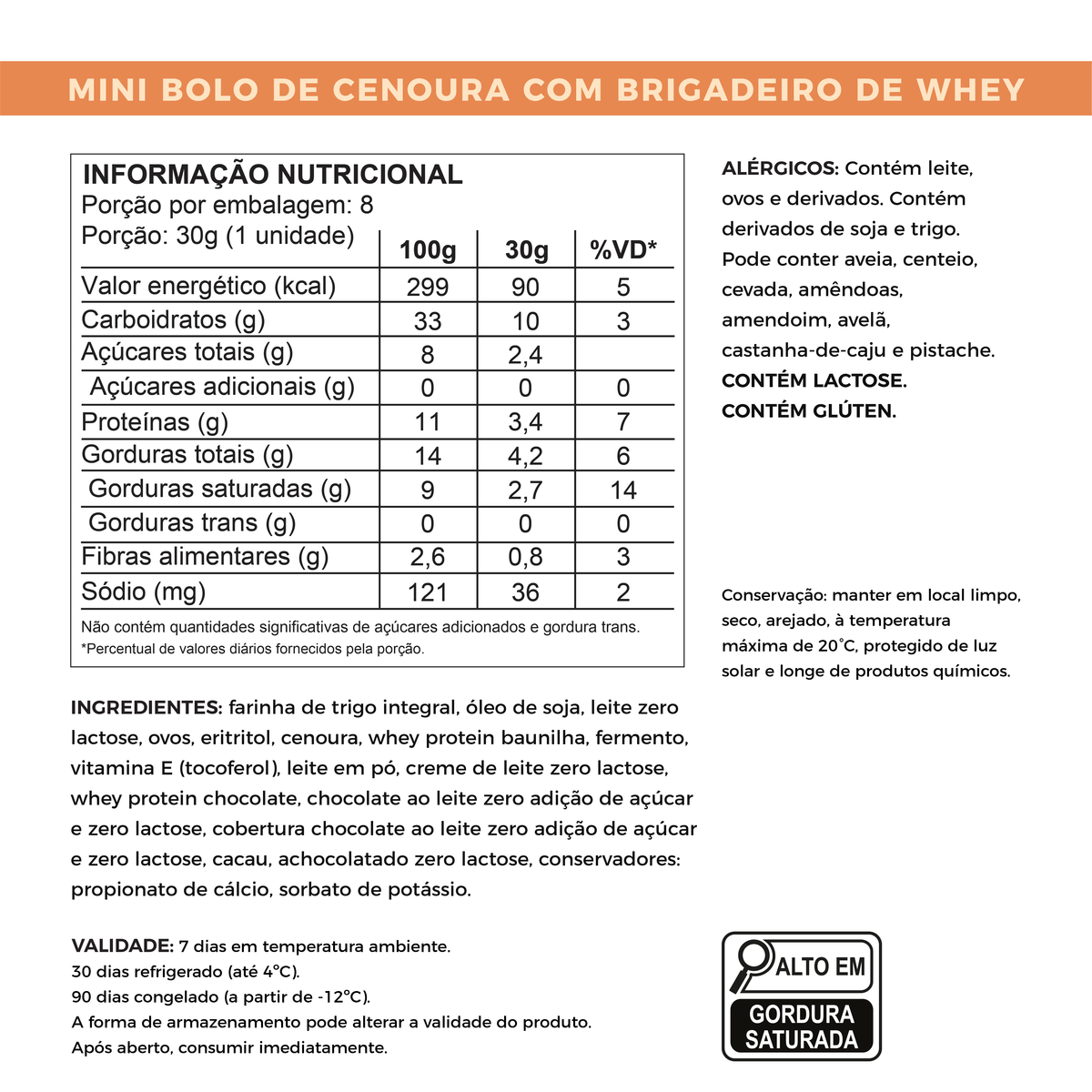 Lata com Mini Bolinho de Cenoura | Sem Adição de Açúcares com Whey Protein