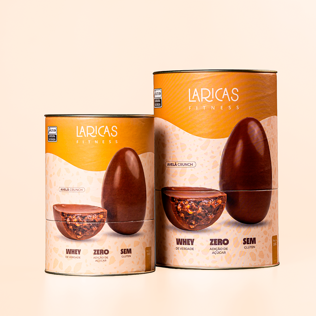 Ovo de Páscoa Fit Avelã Crunch zero adição de açúcar 500g Laricas Fitness