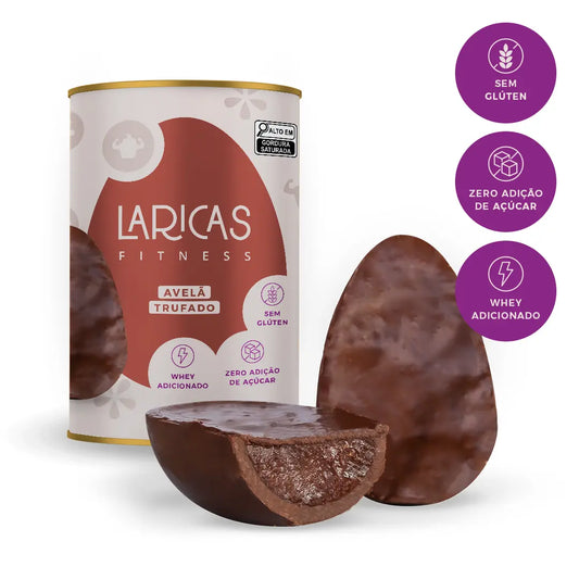 Ovo de Páscoa saudável sabor avelã trufado, com whey protein, sem glúten e sem adição de açúcar. 250g