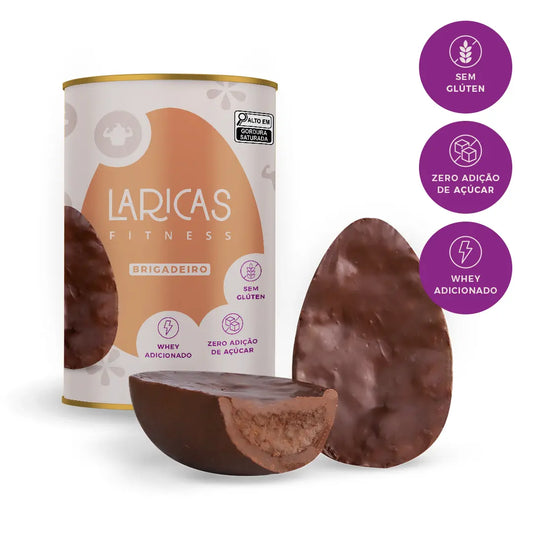 Ovo de Páscoa fit sabor brigadeiro com whey protein, sem glúten e zero adição de açúcar. Ideal para dietas equilibradas. 250g