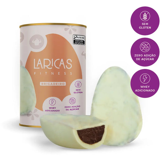 Ovo de Páscoa fit sabor brigadeiro com chocolate branco, whey protein, sem glúten e zero adição de açúcar. Ideal para dietas equilibradas. 250g