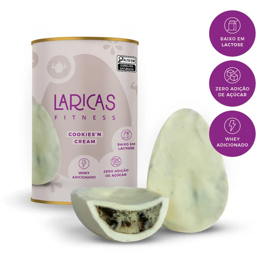 Ovo de Páscoa proteico sabor cookies’n cream, com whey protein, baixo em lactose e zero açúcar. Uma opção leve e saborosa.