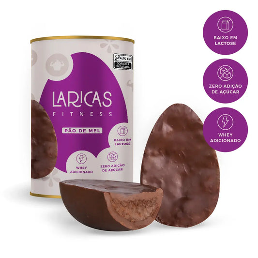 Ovo de Páscoa fit sabor pão de mel com whey protein, baixo em lactose e sem adição de açúcar. Perfeito para quem busca um doce saudável. 250g