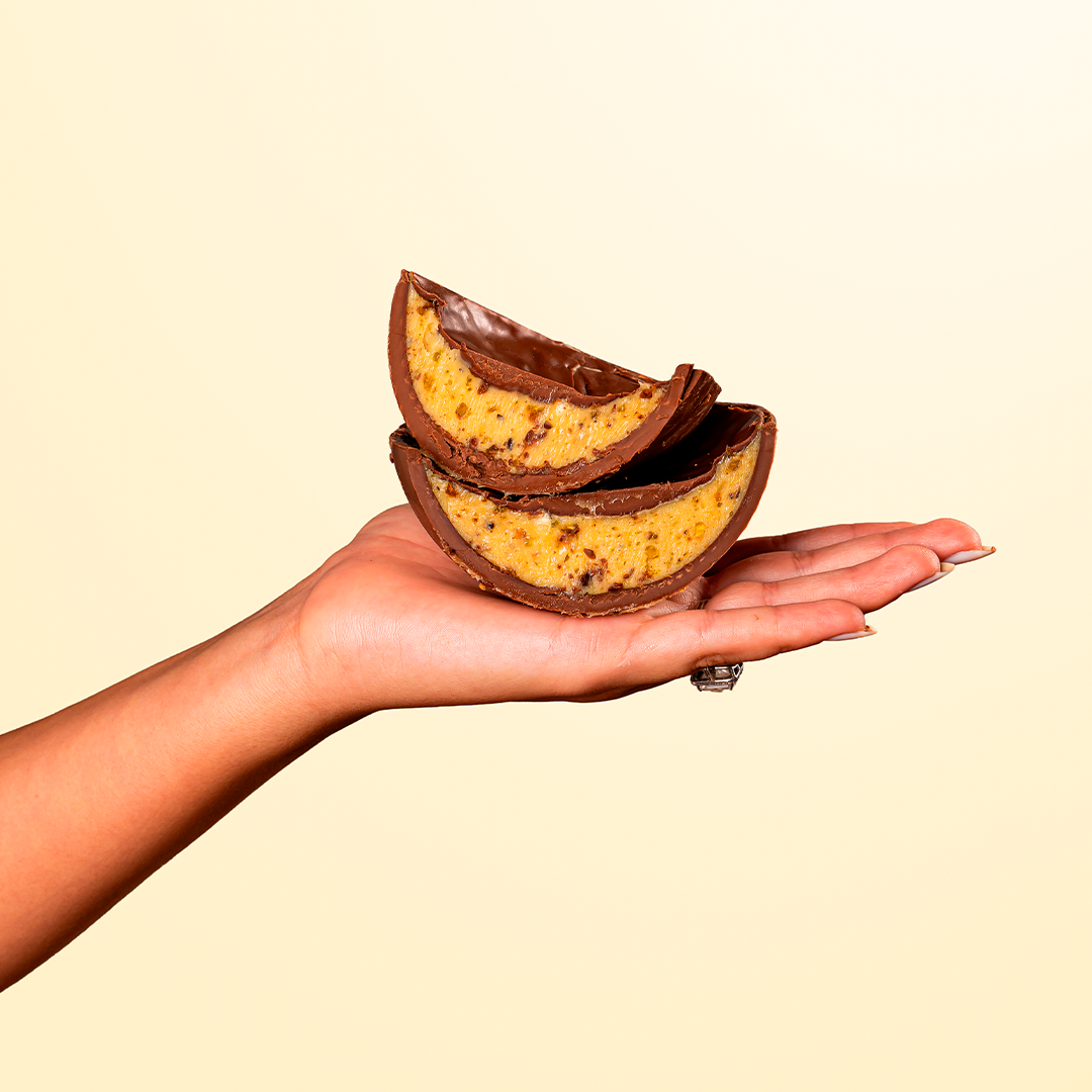 Recheio cremoso de pistache do Ovo Fit Pistache