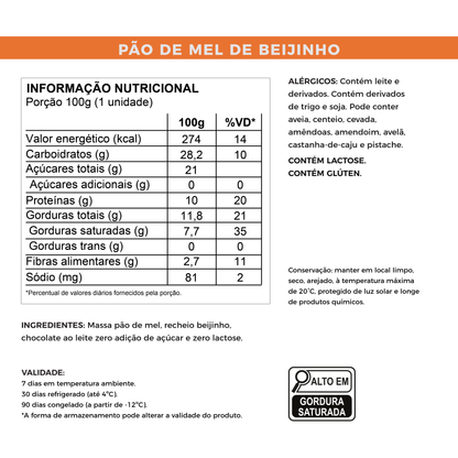 Pão de Mel de Beijinho - Sem Açúcar e Proteico (100g)